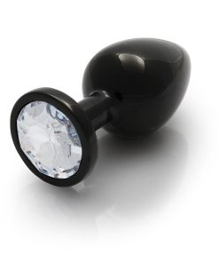 Ouch! Round Gem Butt Plug Medium Gunmetal/Diamond