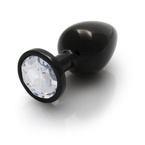 Ouch! Round Gem Butt Plug Medium Gunmetal/Diamond - Image 4