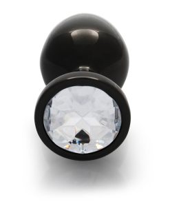 Ouch! Round Gem Butt Plug Medium Gunmetal/Diamond