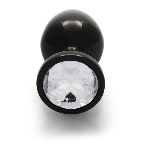 Ouch! Round Gem Butt Plug Medium Gunmetal/Diamond - Image 5