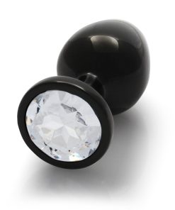 Ouch! Round Gem Butt Plug Medium Gunmetal/Diamond