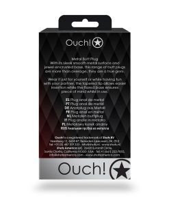 Ouch! Round Gem Butt Plug Medium Gunmetal/Diamond
