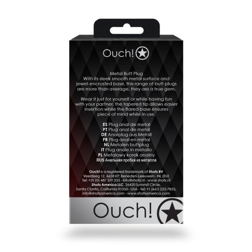 Ouch! Round Gem Butt Plug Medium Gunmetal/Diamond - Image 9