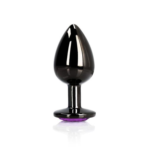 Ouch! Heart Gem Butt Plug Small Gunmetal/Amethyst - Image 2
