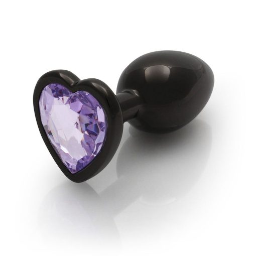 Ouch! Heart Gem Butt Plug Small Gunmetal/Amethyst - Image 4