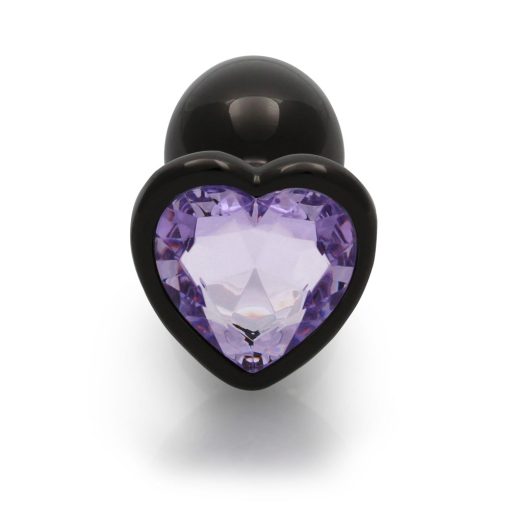Ouch! Heart Gem Butt Plug Small Gunmetal/Amethyst - Image 5