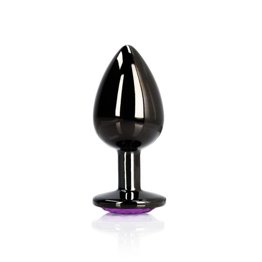 Ouch! Heart Gem Butt Plug Medium Gunmetal/Amethyst - Image 2