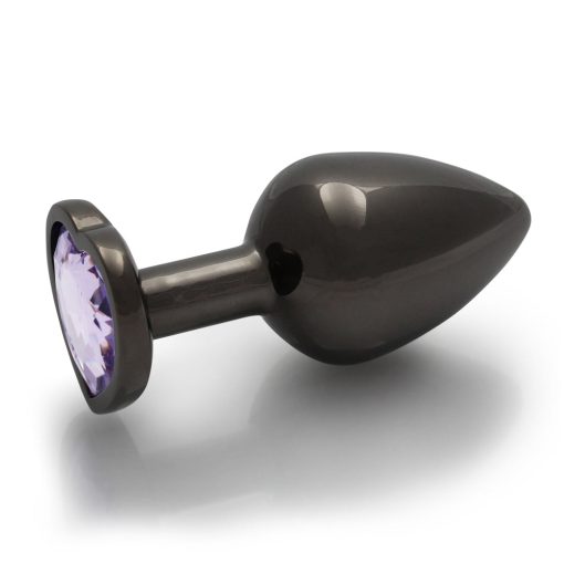 Ouch! Heart Gem Butt Plug Medium Gunmetal/Amethyst - Image 3