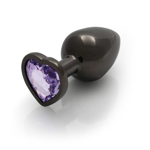 Ouch! Heart Gem Butt Plug Medium Gunmetal/Amethyst - Image 4