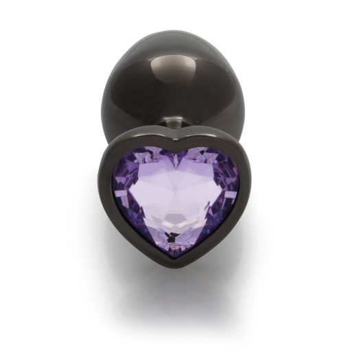 Ouch! Heart Gem Butt Plug Medium Gunmetal/Amethyst - Image 5