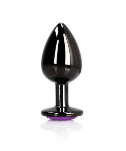 Ouch! Heart Gem Butt Plug Large Gunmetal/Amethyst