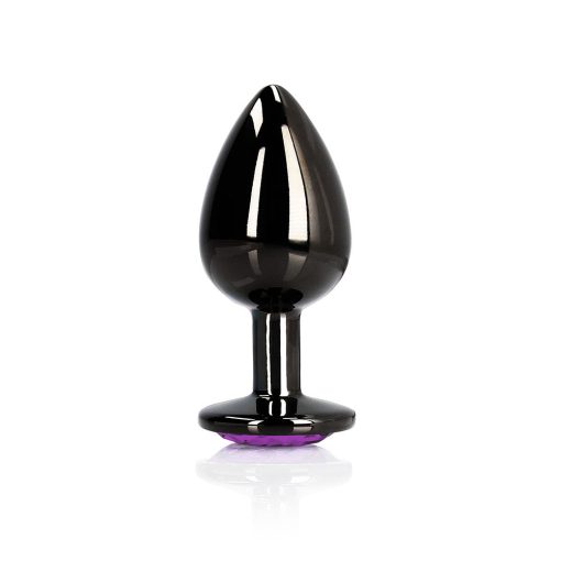 Ouch! Heart Gem Butt Plug Large Gunmetal/Amethyst - Image 2