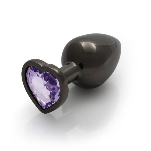 Ouch! Heart Gem Butt Plug Large Gunmetal/Amethyst - Image 4