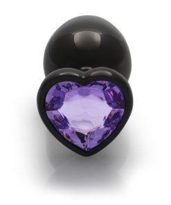 Ouch! Heart Gem Butt Plug Large Gunmetal/Amethyst