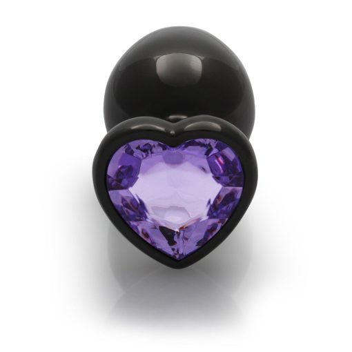 Ouch! Heart Gem Butt Plug Large Gunmetal/Amethyst - Image 5