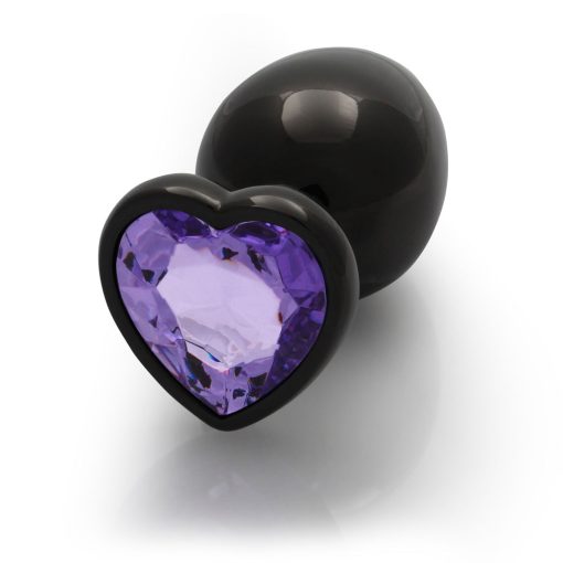 Ouch! Heart Gem Butt Plug Large Gunmetal/Amethyst - Image 6