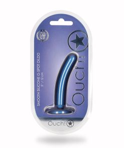 Ouch! Smooth Silicone 5 In. G-Spot Dildo Metallic Blue