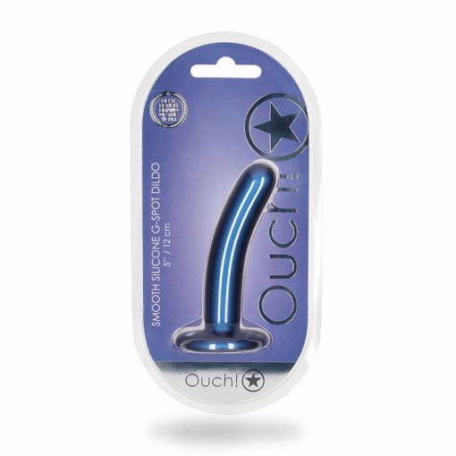 Ouch! Smooth Silicone 5 In. G-Spot Dildo Metallic Blue