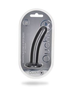 Shots Ouch! Smooth Silicone 6 In. G-Spot Dildo Gunmetal