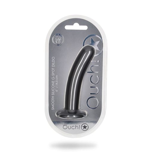 Shots Ouch! Smooth Silicone 6 In. G-Spot Dildo Gunmetal