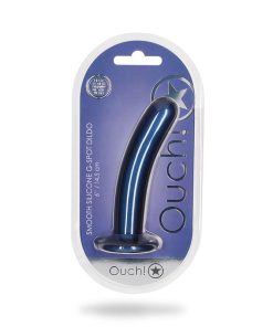 Ouch! Smooth Silicone 6 In. G-Spot Dildo Metallic Blue