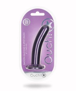Ouch! Smooth Silicone 6 In. G-Spot Dildo Metallic Purple