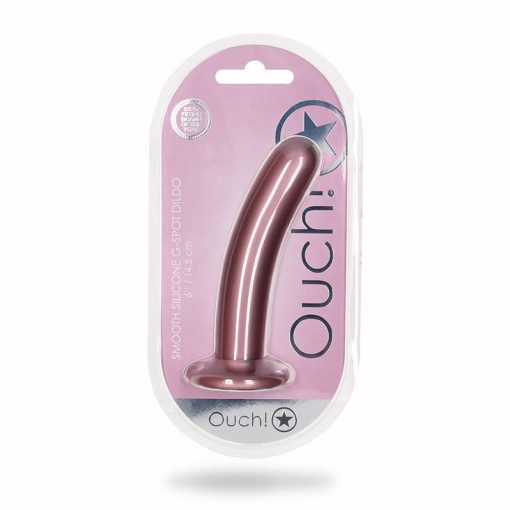 Shots Ouch! Smooth Silicone 6 In. G-Spot Dildo Rose Gold