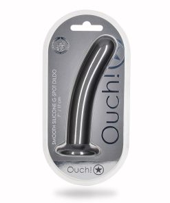 Shots Ouch! Smooth Silicone 7 In. G-Spot Dildo Gunmetal
