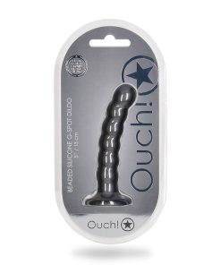 Ouch! Beaded Silicone 5 In. G-Spot Dildo Gunmetal