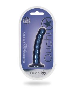 Ouch! Beaded Silicone 5 In. G-Spot Dildo Metallic Blue