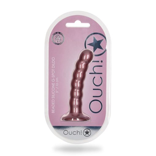 Ouch! Beaded Silicone 5 In. G-Spot Dildo Rose Gold