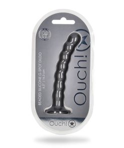 Ouch! Beaded Silicone 6.5 In. G-Spot Dildo Gunmetal
