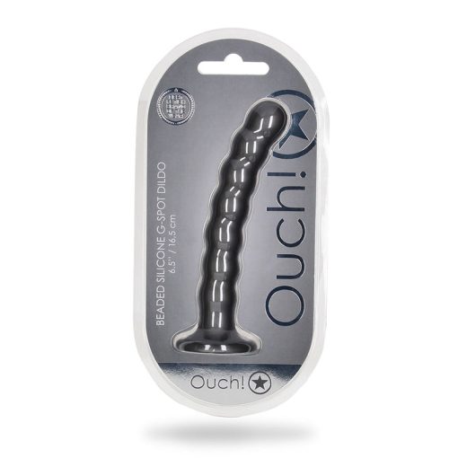 Ouch! Beaded Silicone 6.5 In. G-Spot Dildo Gunmetal