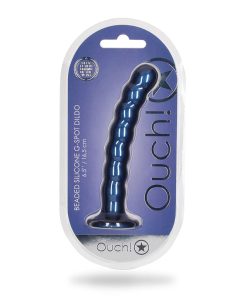 Ouch! Beaded Silicone 6.5 In. G-Spot Dildo Metallic Blue