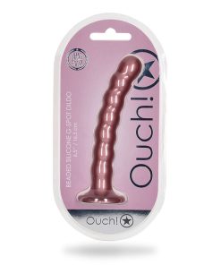 Ouch! Beaded Silicone 6.5 In. G-Spot Dildo Rose Gold
