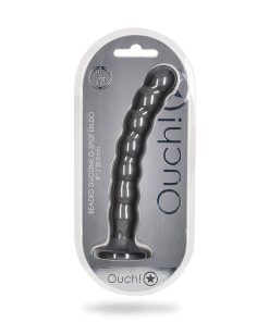 Ouch! Beaded Silicone 8 In. G-Spot Dildo Gunmetal
