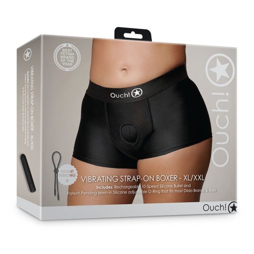 Ouch! Vibrating Strap-On Boxer Black Xl/2Xl