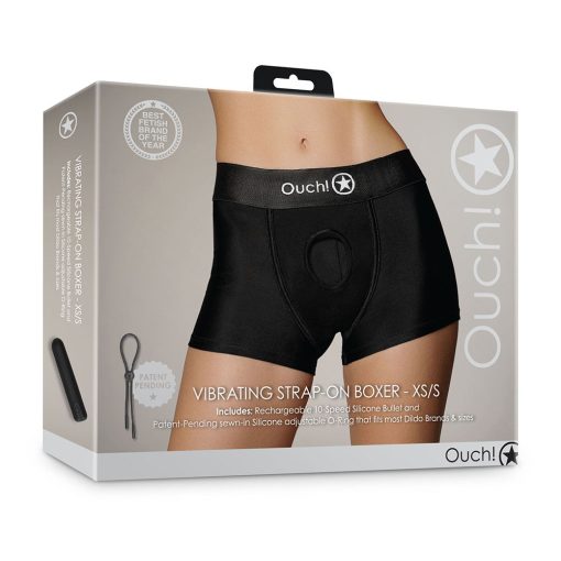 Ouch! Vibrating Strap-On Boxer Black Xs/S