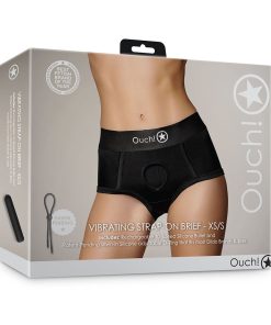 Ouch! Vibrating Strap-On Brief Black Xs/S