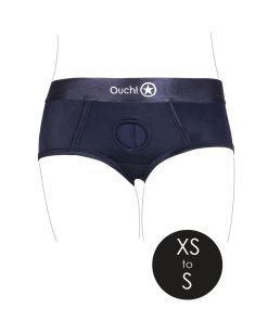 Ouch! Vibrating Strap-On Brief Black Xs/S