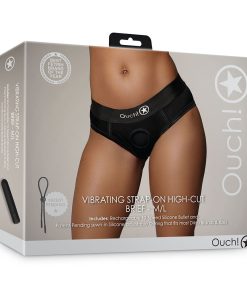 Ouch! Vibrating Strap-On High-Cut Brief Black M/L
