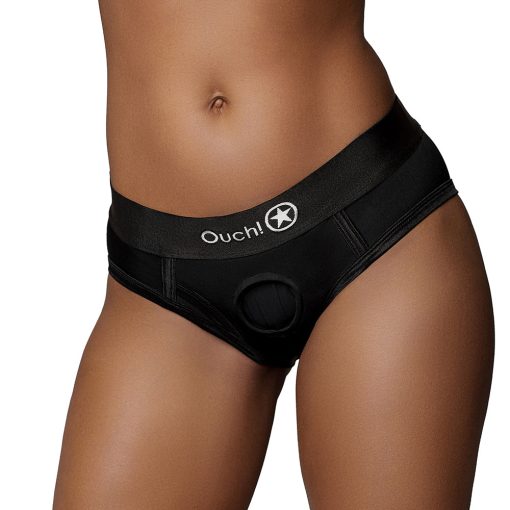 Ouch! Vibrating Strap-On High-Cut Brief Black M/L - Image 2