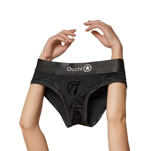 Ouch! Vibrating Strap-On High-Cut Brief Black M/L - Image 4