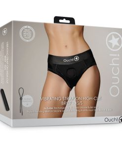 Ouch! Vibrating Strap-On High-Cut Brief Black Xs/S