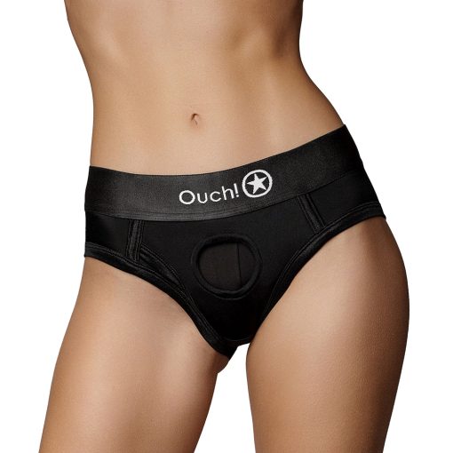 Ouch! Vibrating Strap-On High-Cut Brief Black Xs/S - Image 2