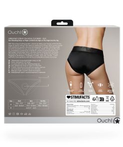 Ouch! Vibrating Strap-On High-Cut Brief Black Xs/S