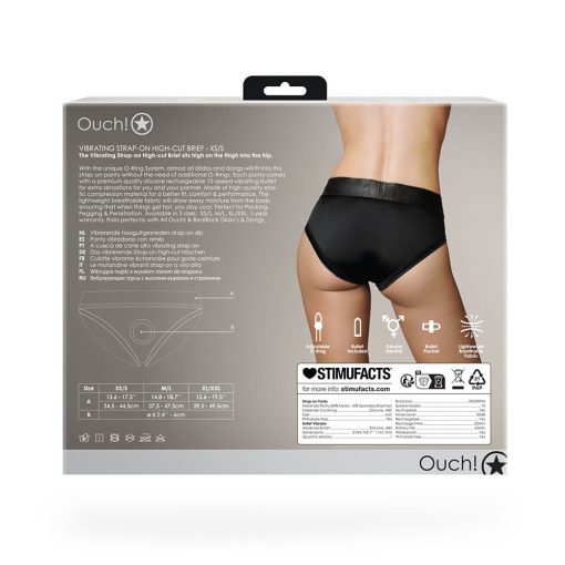Ouch! Vibrating Strap-On High-Cut Brief Black Xs/S - Image 11