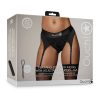 Ouch! Vibrating Strap-On Thong With Adjustable Garters Black M/L