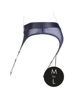 Ouch! Vibrating Strap-On Thong With Adjustable Garters Black M/L