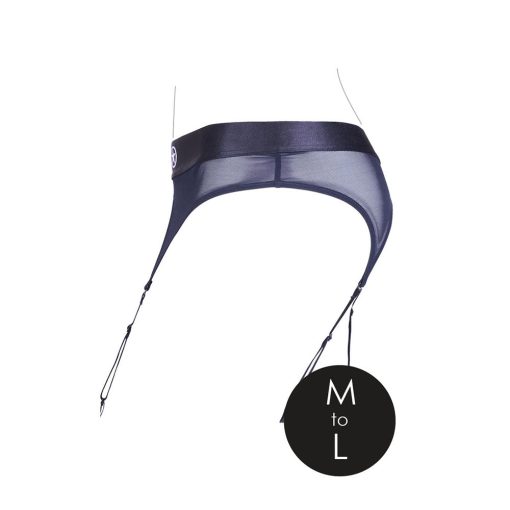 Ouch! Vibrating Strap-On Thong With Adjustable Garters Black M/L - Image 7